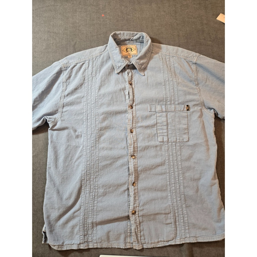 Scully Farthest Point Men's XL Light Blue Guayabera Western Shirt Short Sleeve